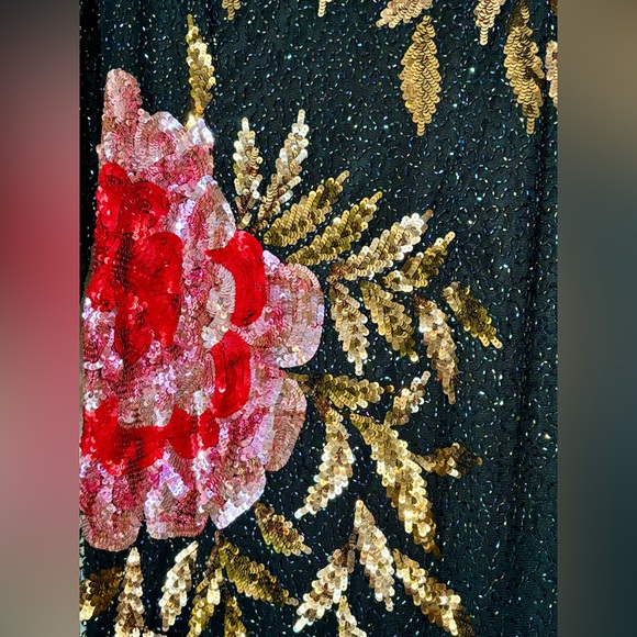 NWT Mac Duggal Black 4566 Embellished Floral Long Sleeve Gown 14 - Picture 7 of 12